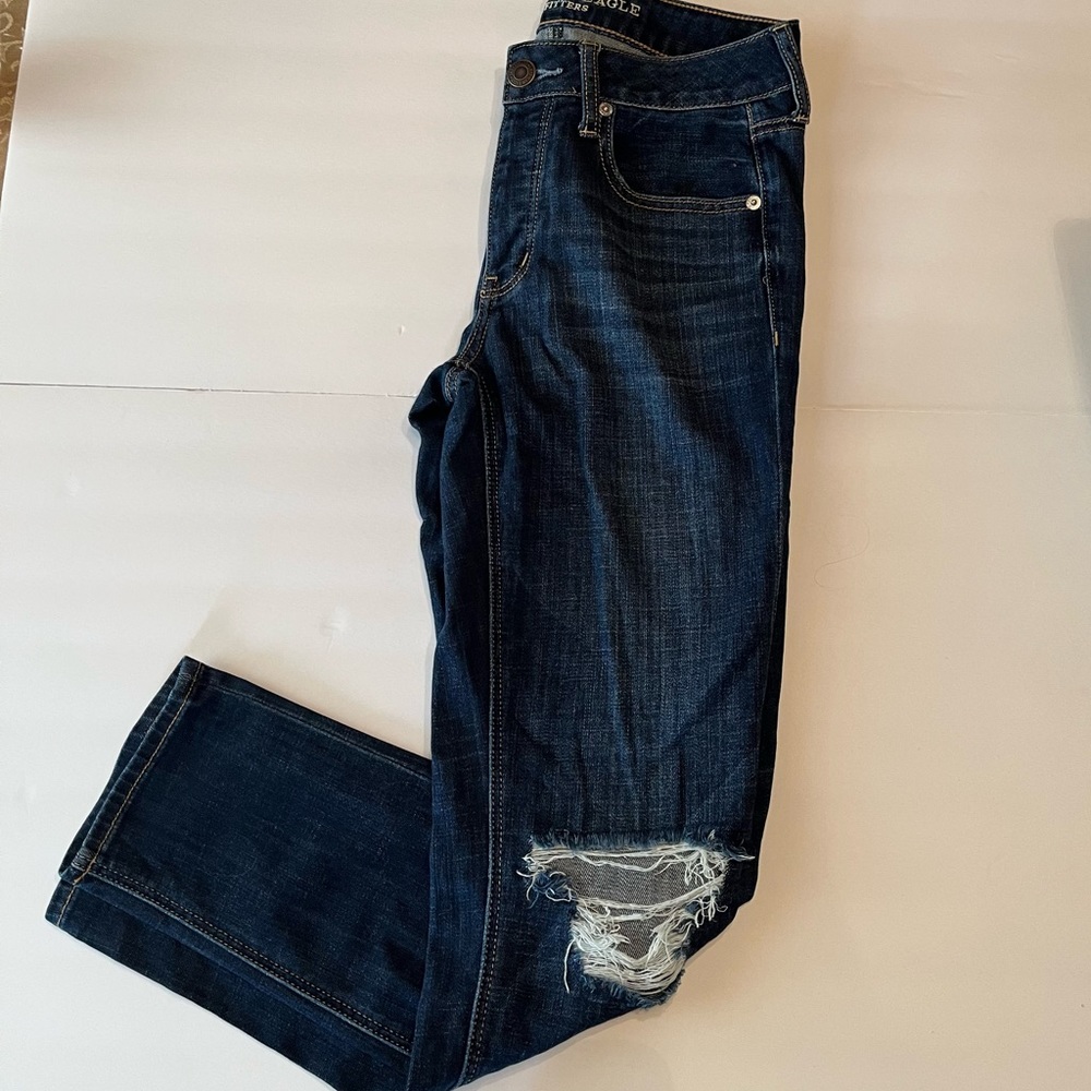 🏔American Eagle Tomgirl Ripped Jeans with Button Fly in Size 2 Regular